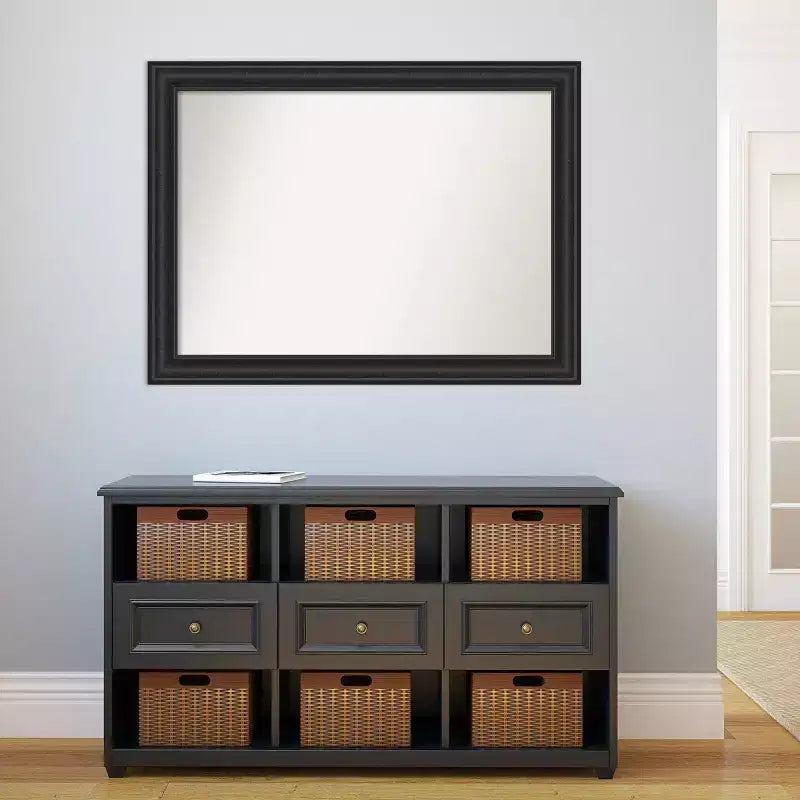 44" x 33" Non-Beveled Shipwreck Black Wall Mirror - Amanti Art: Modern Rectangle, Polystyrene Frame, Includes Mount Hardware