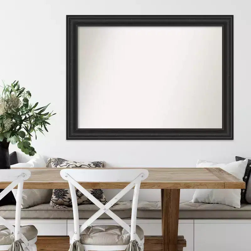 44" x 33" Non-Beveled Shipwreck Black Wall Mirror - Amanti Art: Modern Rectangle, Polystyrene Frame, Includes Mount Hardware