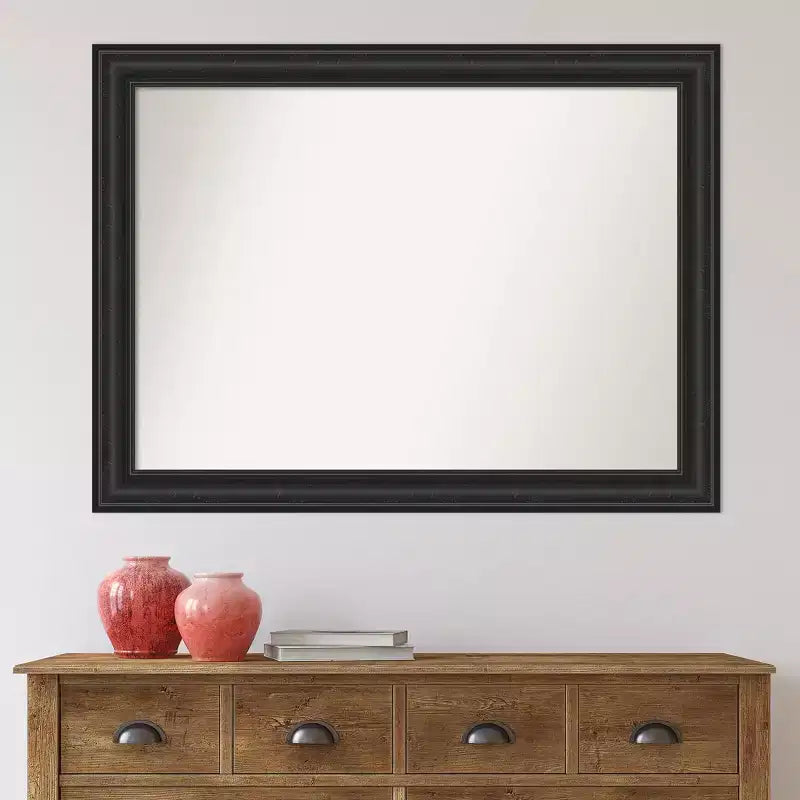 44" x 33" Non-Beveled Shipwreck Black Wall Mirror - Amanti Art: Modern Rectangle, Polystyrene Frame, Includes Mount Hardware