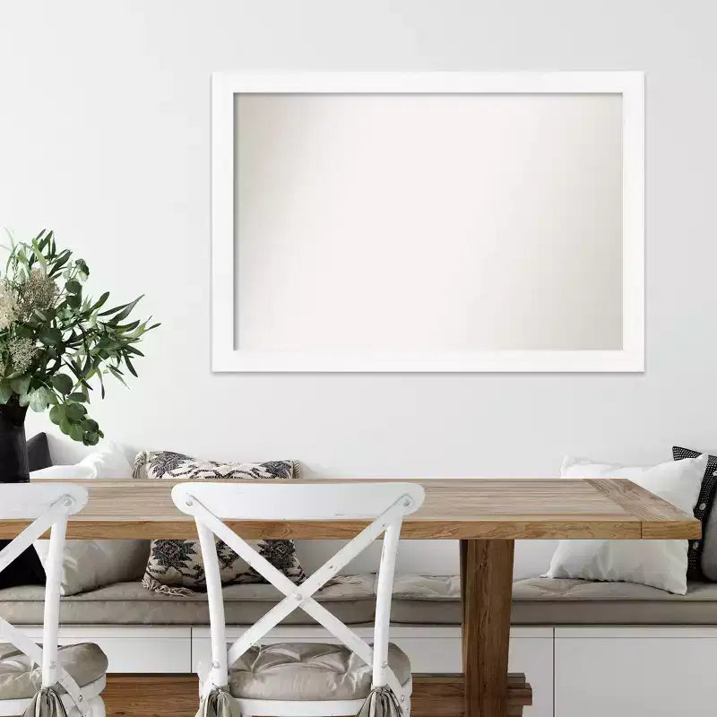 39" x 27" Non-Beveled Cabinet White Narrow Wall Mirror - Amanti Art: Modern Style, Polystyrene Frame, Includes Mount Hardware