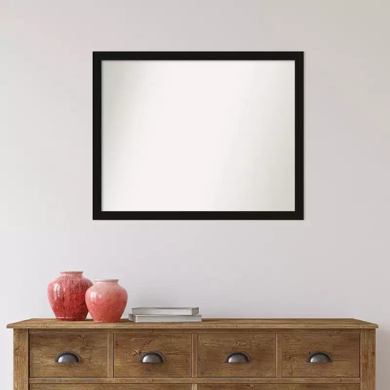 30" x 24" Non-Beveled Avon Narrow Bathroom Wall Mirror Black - Amanti Art: Includes Mounting Hardware, Polystyrene Frame