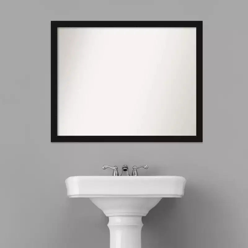 30" x 24" Non-Beveled Avon Narrow Bathroom Wall Mirror Black - Amanti Art: Includes Mounting Hardware, Polystyrene Frame