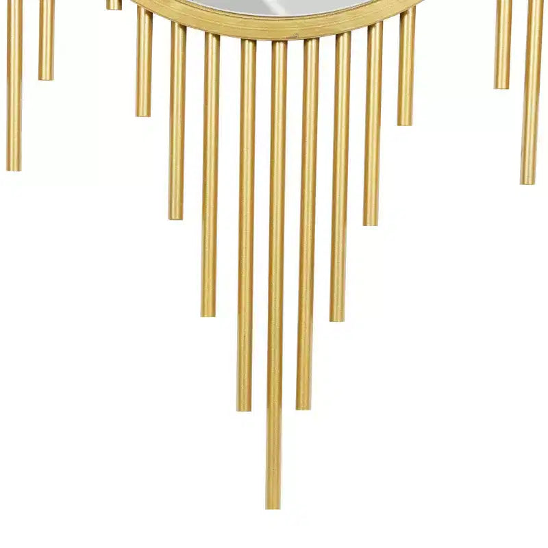 Specchio da parete rotondo in ferro dorato, 39", stile contemporaneo, nessun montaggio richiesto