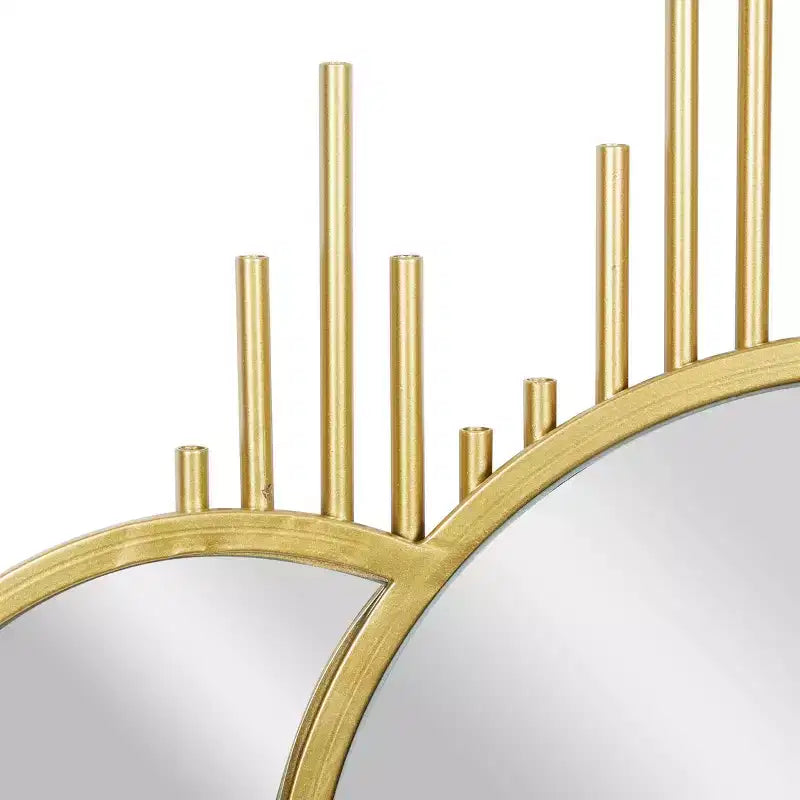 Specchio da parete rotondo in ferro dorato, 39", stile contemporaneo, nessun montaggio richiesto