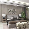 Specchio da Parete Ovale a Bolle Metalliche, Cornice in Ferro Nero, 54x35,25"