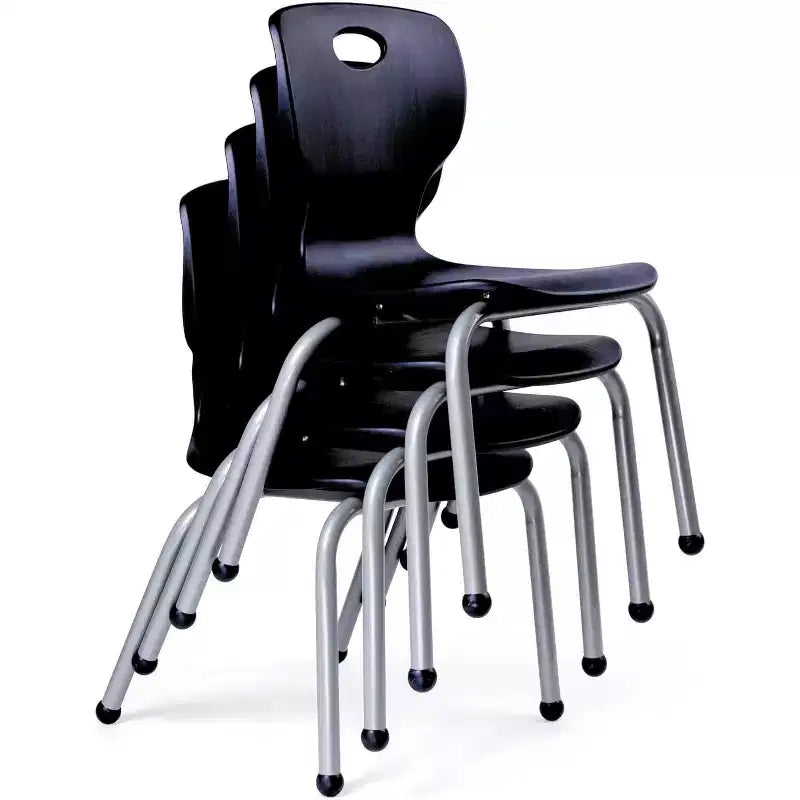 Bintiva Activity Table & Chair Set  24x48 Gray Sprayed Edge Table with Adjustable Legs and 4 Black 14 NAAR Classroom Chairs