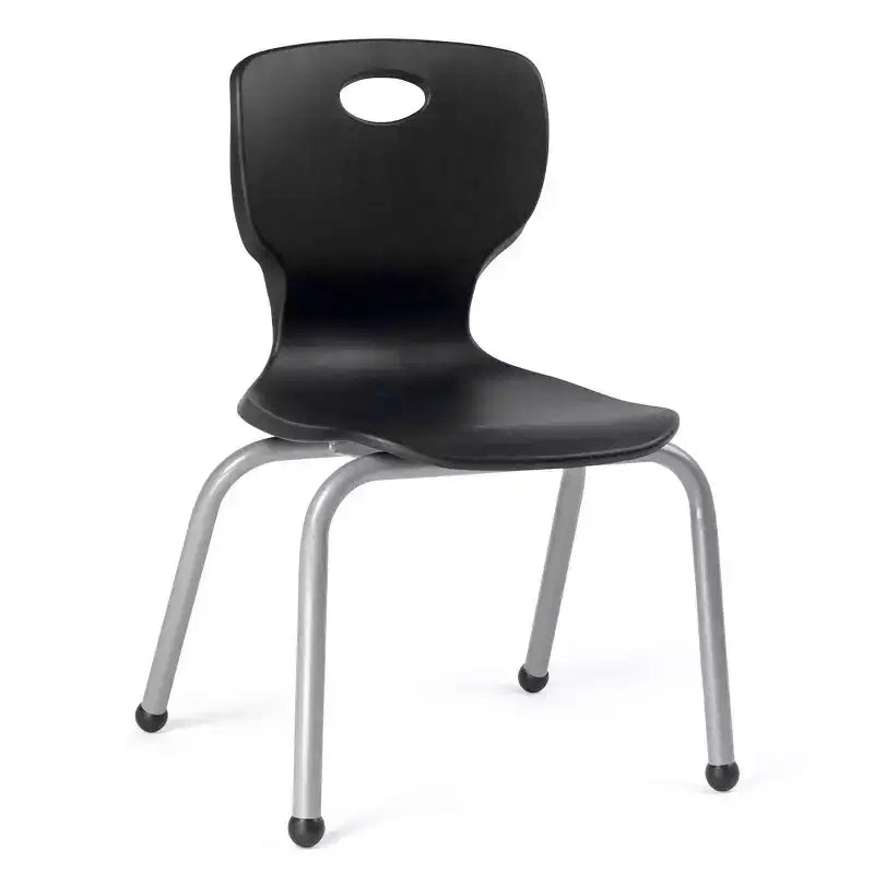 Bintiva Activity Table & Chair Set  24x48 Gray Sprayed Edge Table with Adjustable Legs and 4 Black 14 NAAR Classroom Chairs