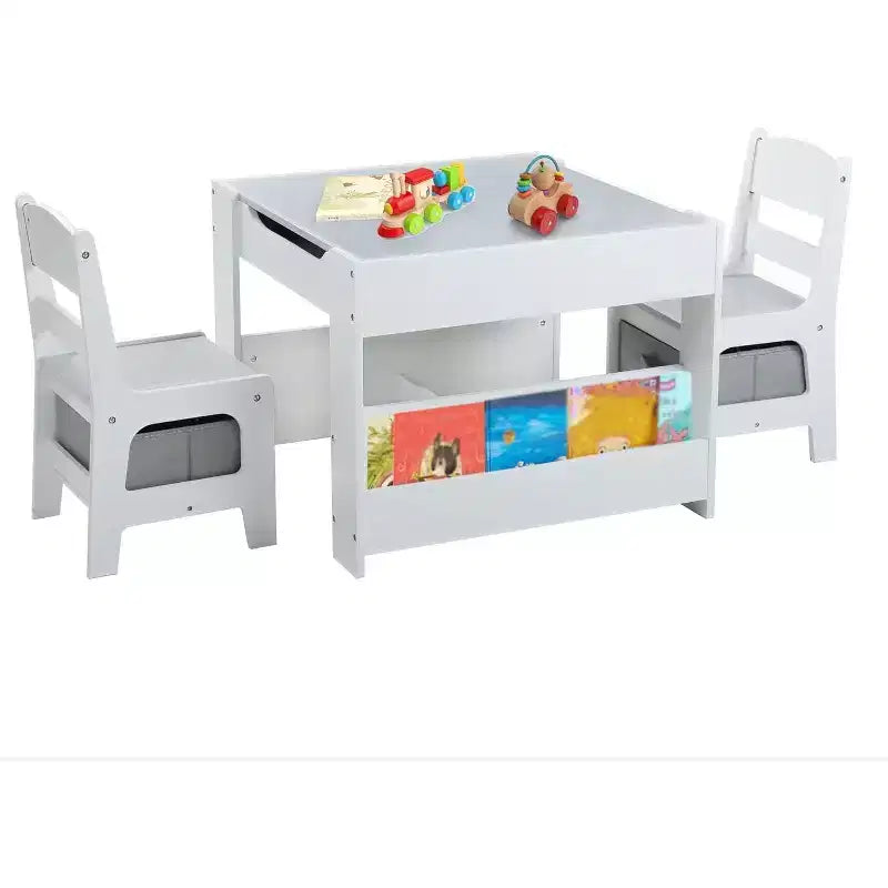 Kinder King Ensemble table et 2 chaises 3-en-1 pour enfants avec rangement, plateau amovible et tableau noir, pour l'art, l'artisanat et la lecture