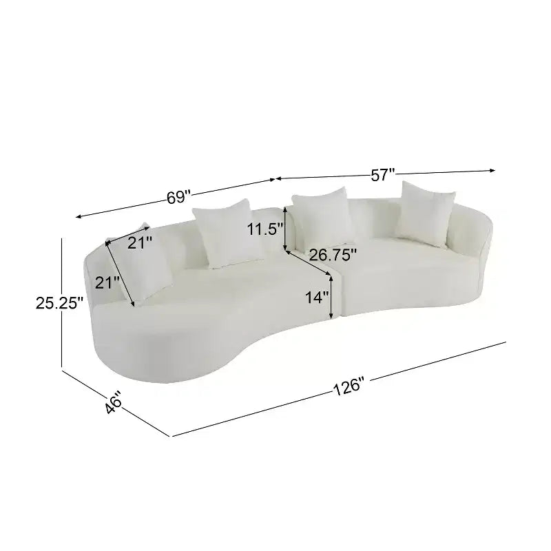 Christopher Knight Home Hailey 126 Modern Boucle Upholstered 5 Seater Curved Sectional Sofa with Pillows