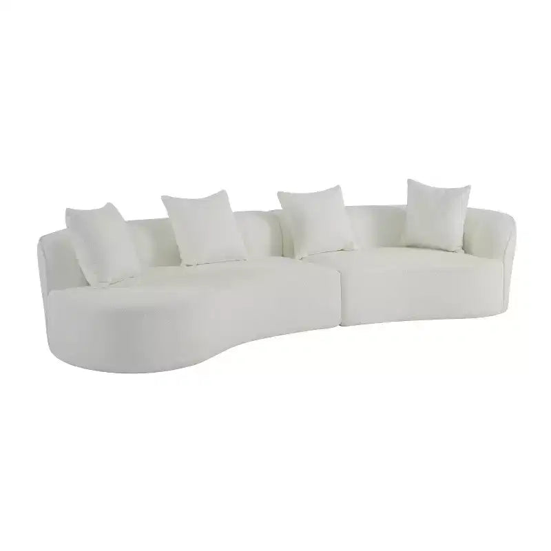 Christopher Knight Home Hailey 126 Modern Boucle Upholstered 5 Seater Curved Sectional Sofa with Pillows