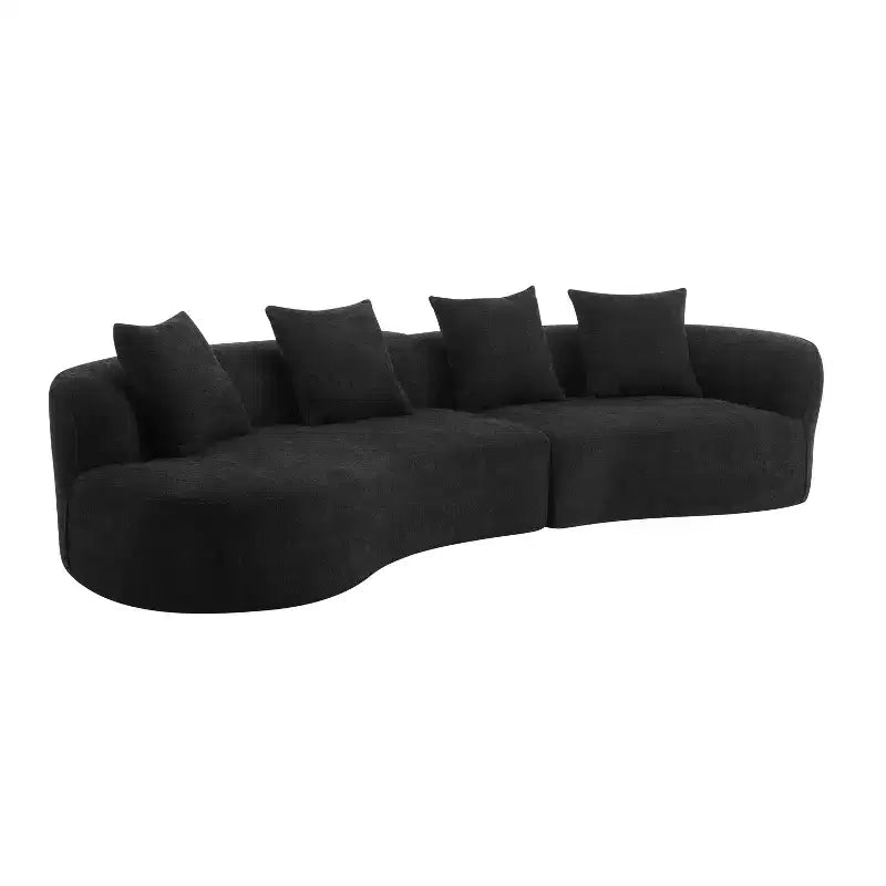 Christopher Knight Home Hailey 126 Modern Boucle Upholstered 5 Seater Curved Sectional Sofa with Pillows
