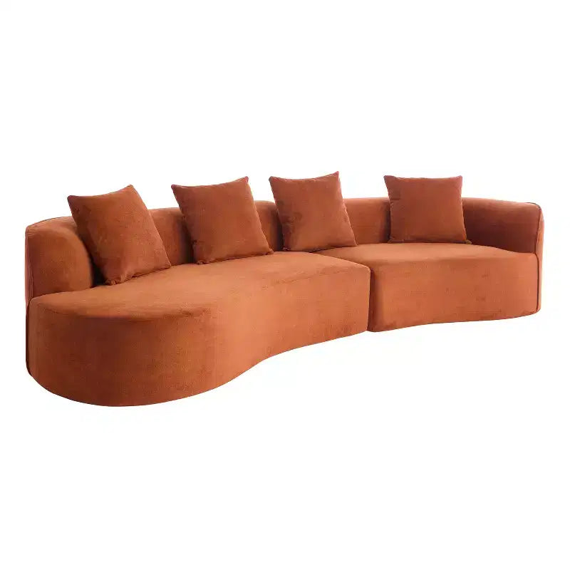 Christopher Knight Home Hailey 126 Modern Boucle Upholstered 5 Seater Curved Sectional Sofa with Pillows