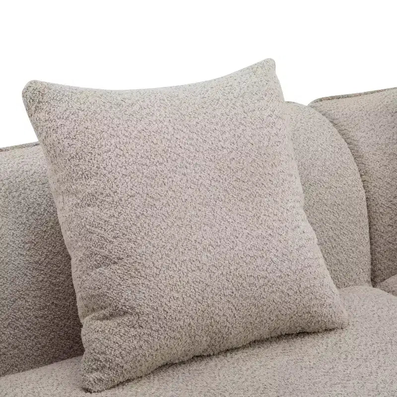 Christopher Knight Home Hailey 126 Modern Boucle Upholstered 5 Seater Curved Sectional Sofa with Pillows