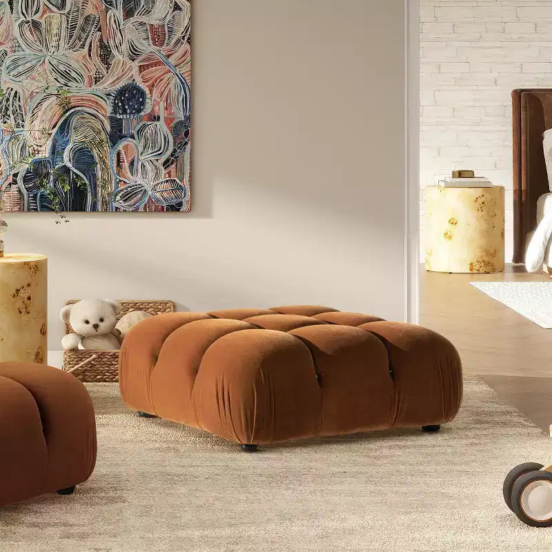 Jennifer Taylor Home Marcel 36 Bubble Modular Modern Cocktail Ottoman, Olive Green Performance Velvet