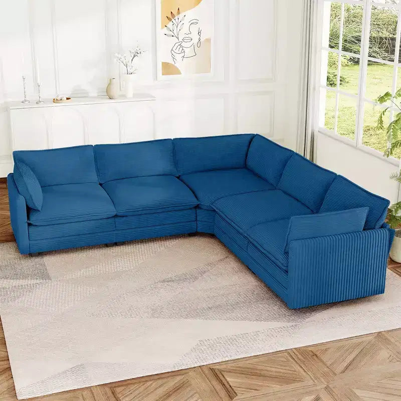Hyleory 117 Modern Corduroy 5 seater Couch Sectional Sofa for Living Room