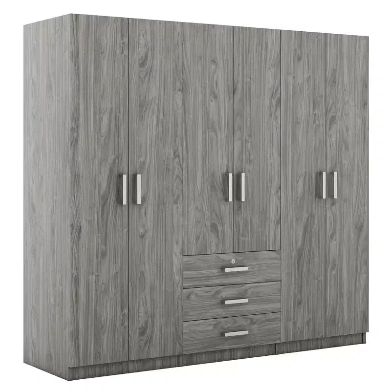 Whisen 6-Doors Wooden Wardrobe Storage for Bedroom, with Big Drawers