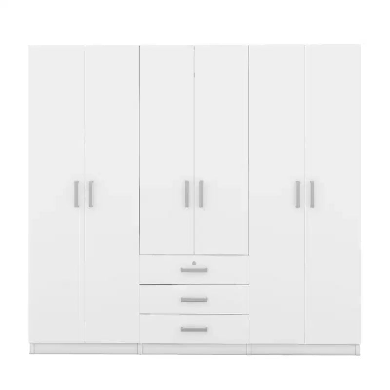 Whisen 6-Doors Wooden Wardrobe Storage for Bedroom, with Big Drawers