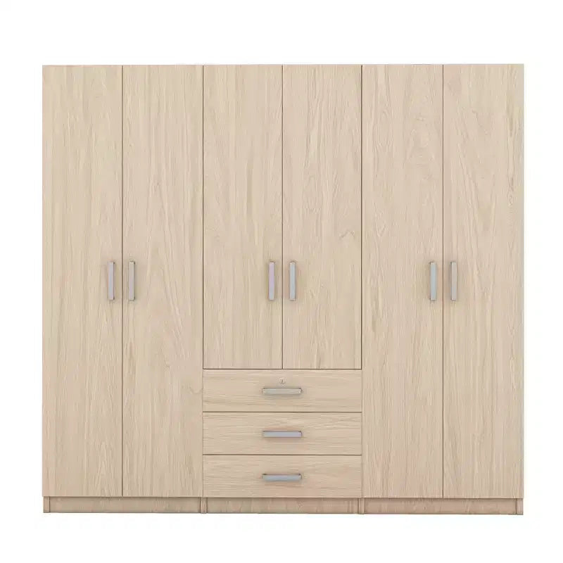 Whisen 6-Doors Wooden Wardrobe Storage for Bedroom, with Big Drawers