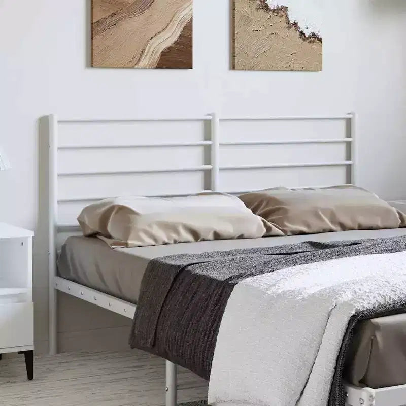 vidaXL Durable Metal Headboard, Modern Style, White, Full