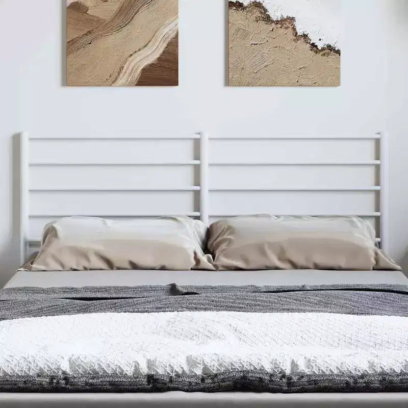 vidaXL Durable Metal Headboard, Modern Style, White, Full
