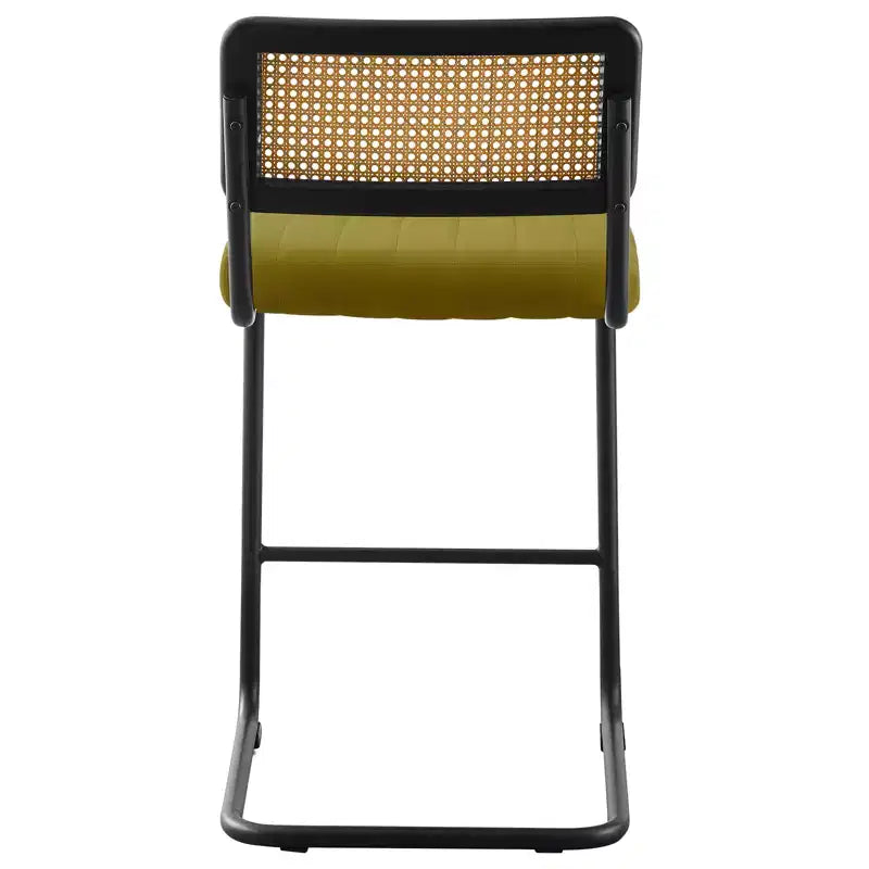 Tabourets de bar hauteur comptoir Bekrvio 26 - Rotin, velours avec dossier en cannage et cadre en métal, tabourets de cuisine modernes du milieu du siècle pour îlot de cuisine