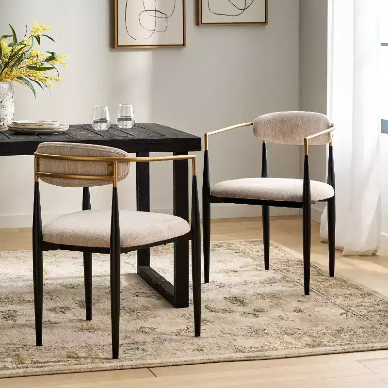 Christopher Knight Home Teuvo Modern Fabric Upholstered Iron Dining Chairs (Set of 2)