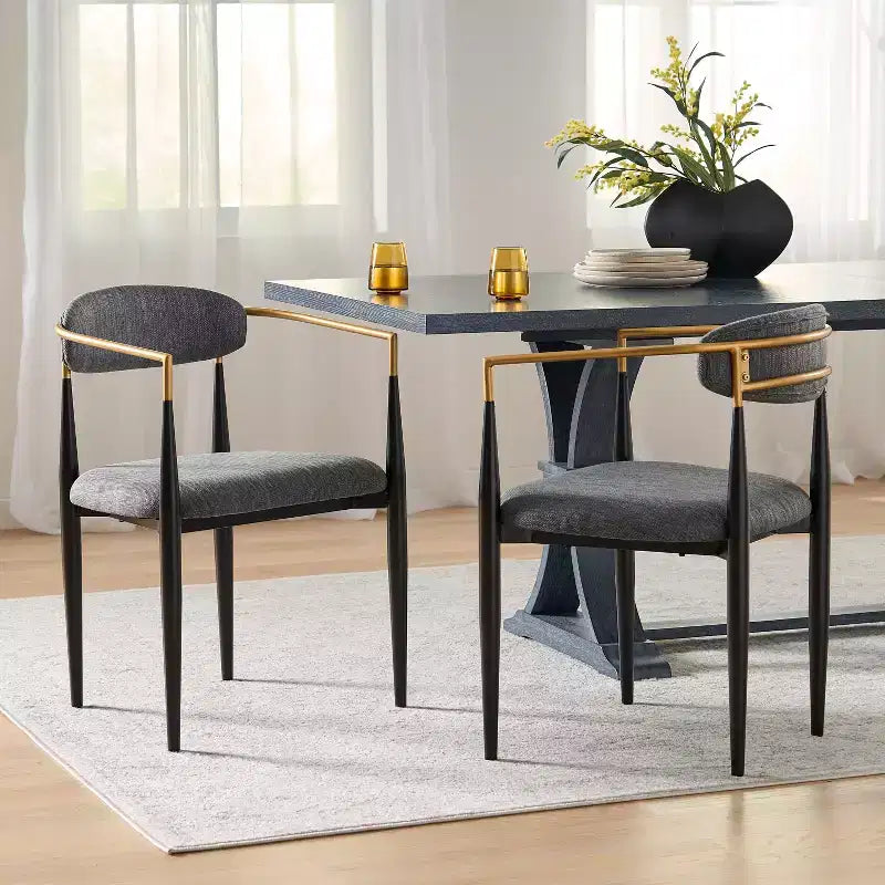 Christopher Knight Home Teuvo Modern Fabric Upholstered Iron Dining Chairs (Set of 2)