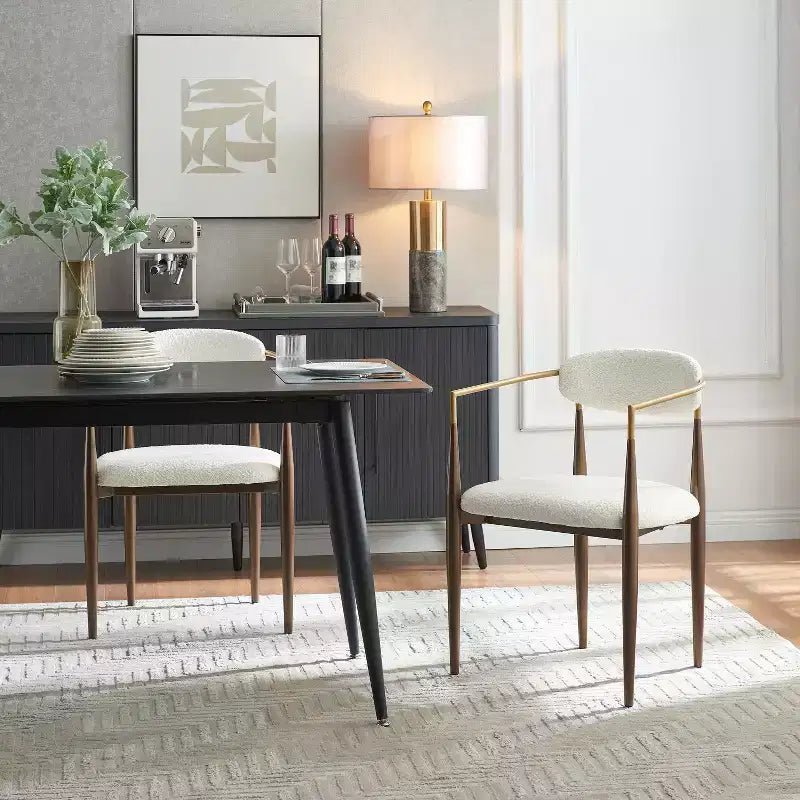 Christopher Knight Home Teuvo Modern Fabric Upholstered Iron Dining Chairs (Set of 2)
