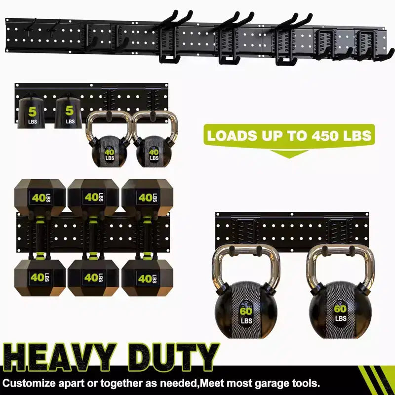 Hausource 48in Garden Tool Organizer Garage Storage Rack, Black