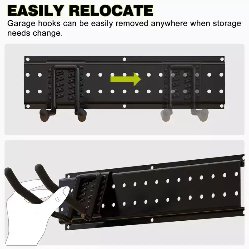 Hausource 48in Garden Tool Organizer Garage Storage Rack, Black