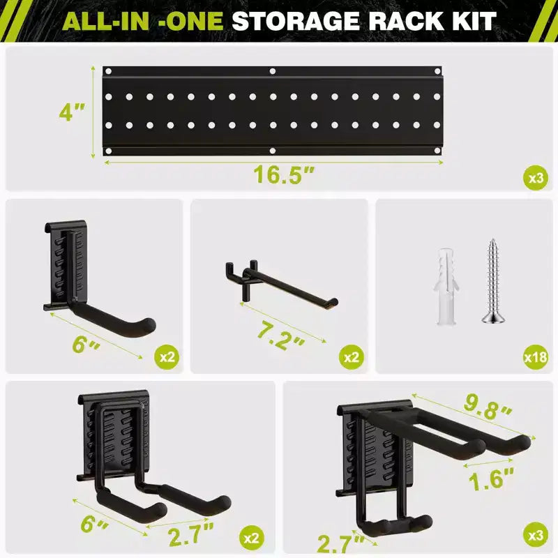 Hausource 48in Garden Tool Organizer Garage Storage Rack, Black