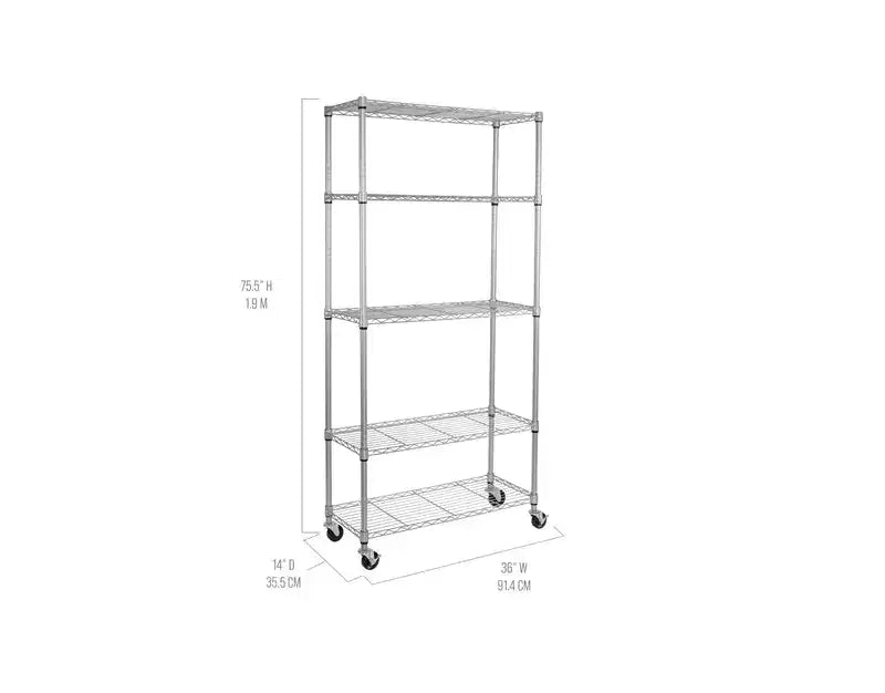 Seville Classics UltraDurable 5-Tier 36 x 14 Steel Wire Shelving Unit