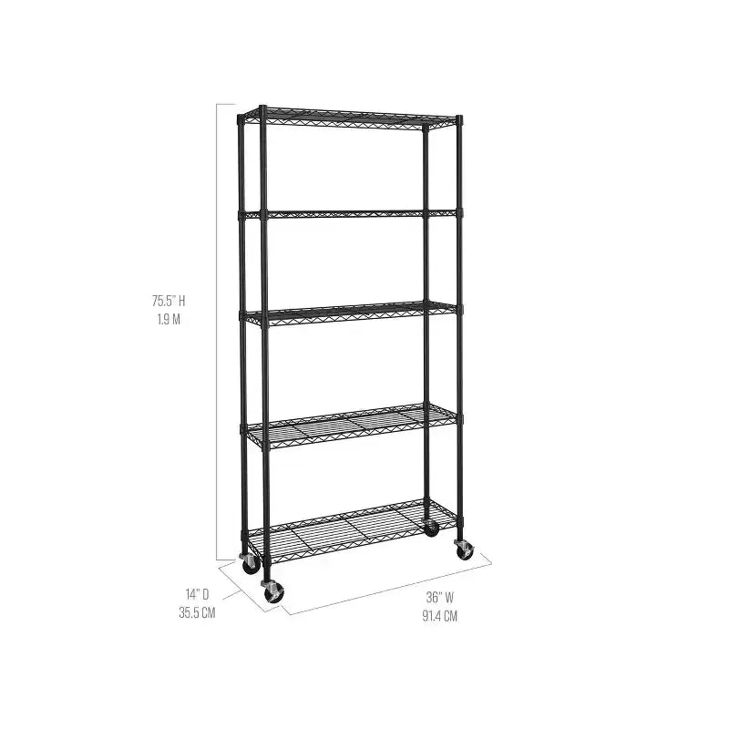 Seville Classics UltraDurable 5-Tier 36 x 14 Steel Wire Shelving Unit