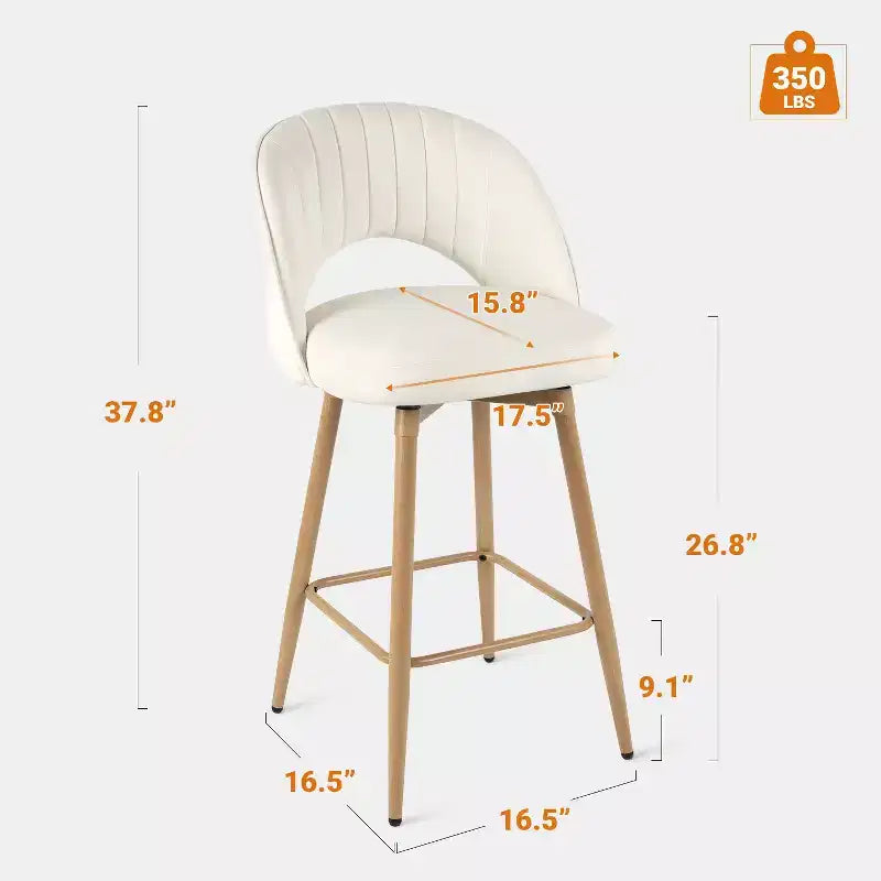 Vatros Counter Height Stools, Swivel Barstool, FSC Certified Upholstered Bar Stools