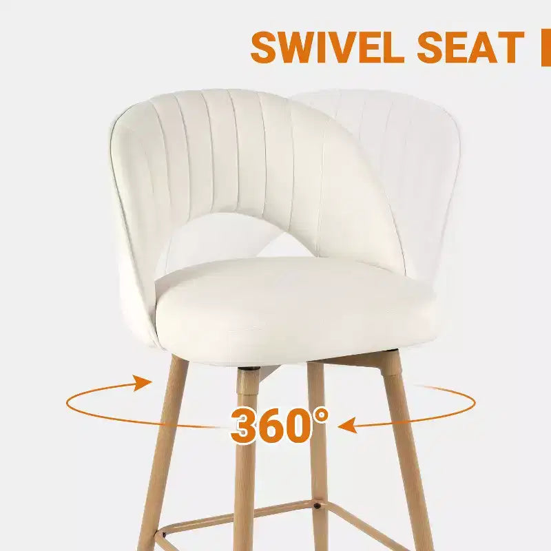 Vatros Counter Height Stools, Swivel Barstool, FSC Certified Upholstered Bar Stools