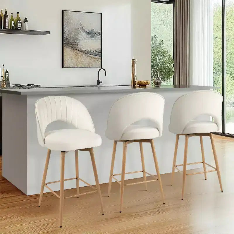 Vatros Counter Height Stools, Swivel Barstool, FSC Certified Upholstered Bar Stools
