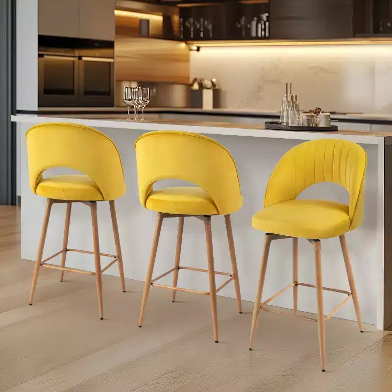 Vatros Counter Height Stools, Swivel Barstool, FSC Certified Upholstered Bar Stools