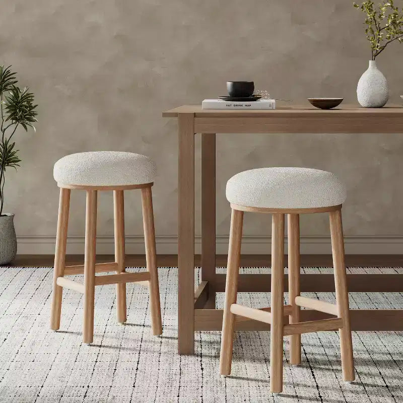 Christopher Knight Home Patsy Modern Minimalist Rubberwood Upholstered Counter Stools (Set of 2)