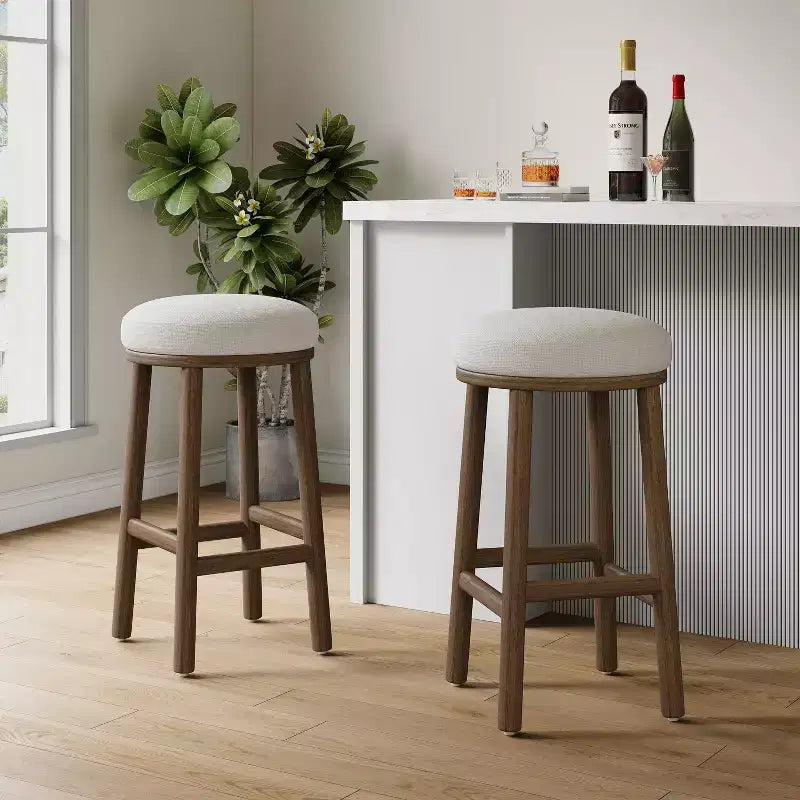 Christopher Knight Home Patsy Modern Minimalist Rubberwood Upholstered Counter Stools (Set of 2)