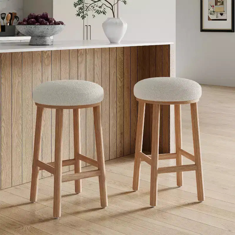 Christopher Knight Home Patsy Modern Minimalist Rubberwood Upholstered Counter Stools (Set of 2)