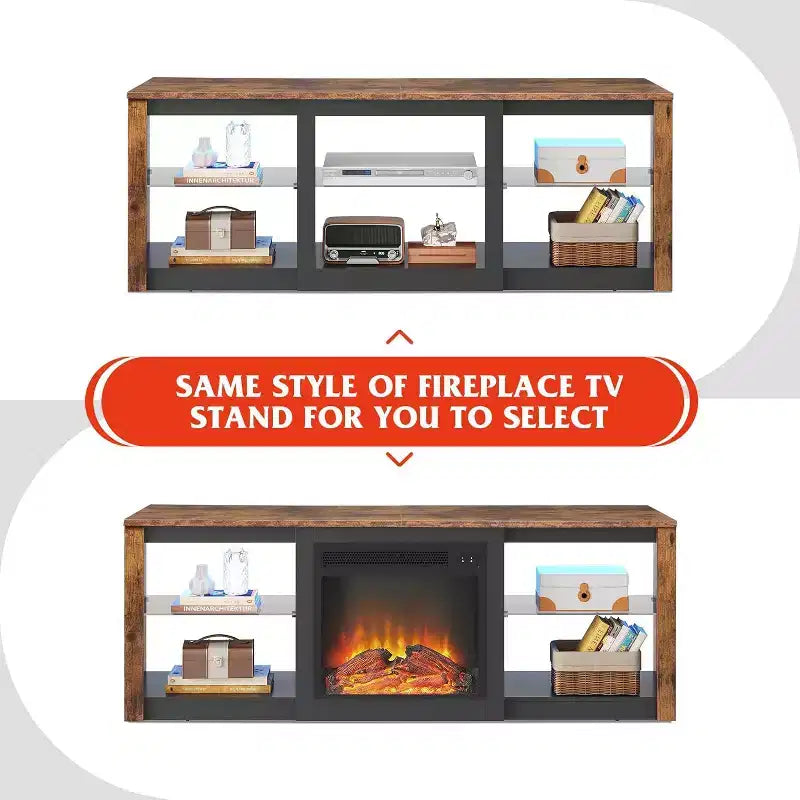 GALAXHERO TV Stand with LED Lights for TVs up to 65 inch, Entertainment Center with Glass Shelves, Modern TV Console for Living Room, White
