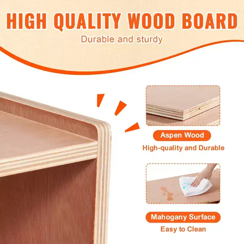 VEVOR Cubby Mobile Tray Storage Cabinet, 5-Compartment Cubby Storage Shelf, Cubby Storage Cabinet 2-shelf, Classroom Cubbies, Natural