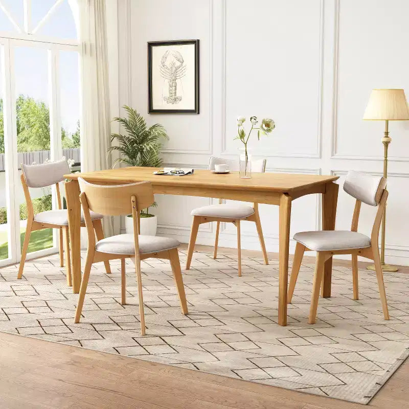 Christopher Knight Home Laila 5 Piece Mid-Century Modern Rubberwood Dining Set with Cushion