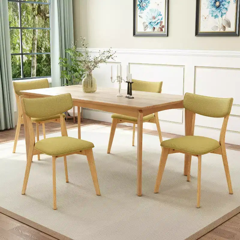 Christopher Knight Home Laila 5 Piece Mid-Century Modern Rubberwood Dining Set with Cushion