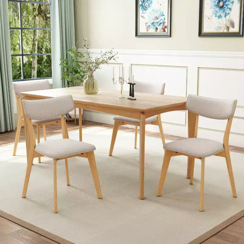 Christopher Knight Home Laila 5 Piece Mid-Century Modern Rubberwood Dining Set with Cushion