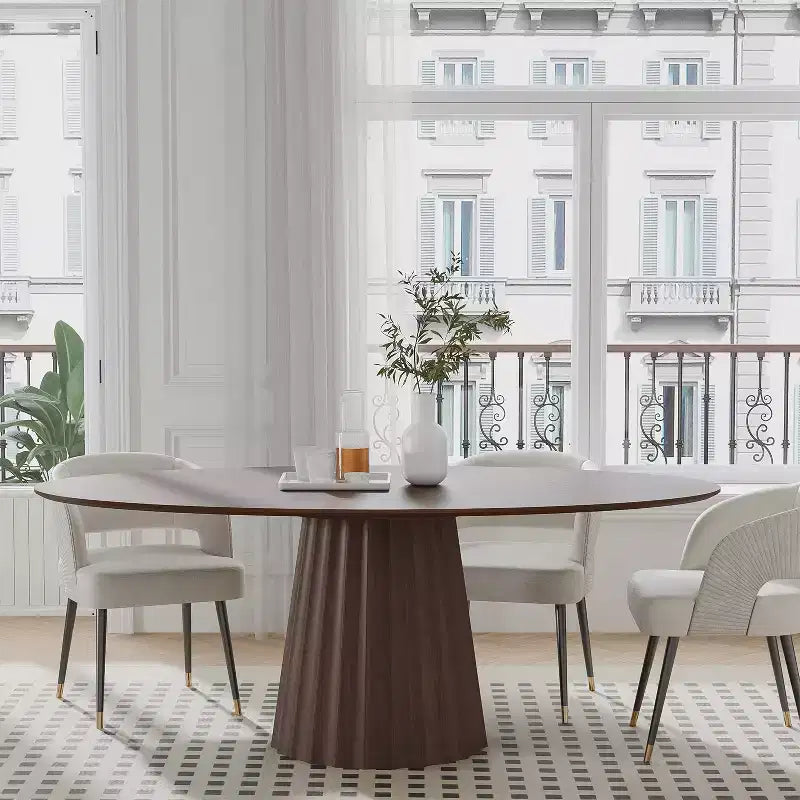 67x33.5 Solid Wood Oval Dining Table with Stylish Tapered Base for 6 People