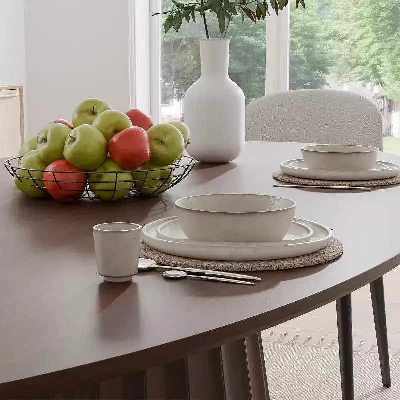 67x33.5 Solid Wood Oval Dining Table with Stylish Tapered Base for 6 People