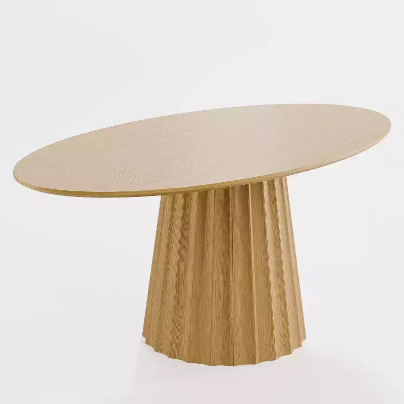 67x33.5 Solid Wood Oval Dining Table with Stylish Tapered Base for 6 People
