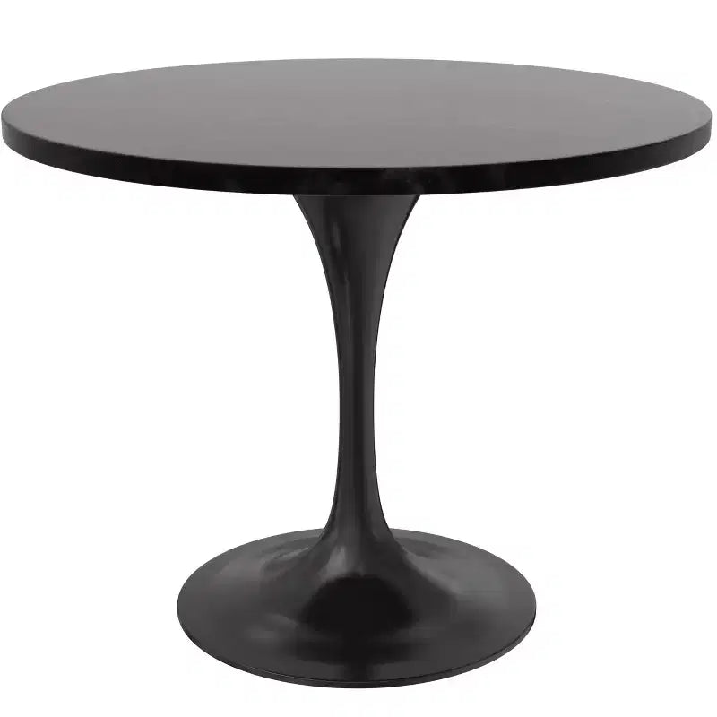 LeisureMod Verve 5-Piece Dining Set with 36 Round Dining Table in Black MDF Top and 4 Dining Chairs