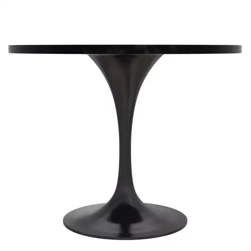 LeisureMod Verve 5-Piece Dining Set with 36 Round Dining Table in Black MDF Top and 4 Dining Chairs